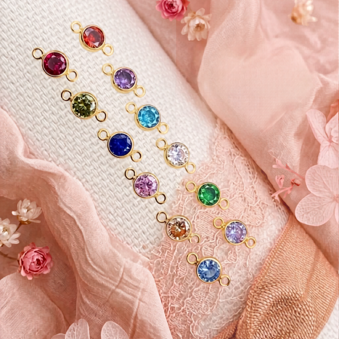 4MM BIRTHSTONE ROUND CONNECTORS - 14K GOLD