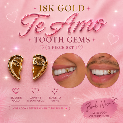 18K GOLD TOOTH GEM “TE AMO” 2 PIECE SET